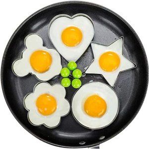 Fried Egg Rings, Pancake Mold Maker with Handle for Kids (5 Pack)